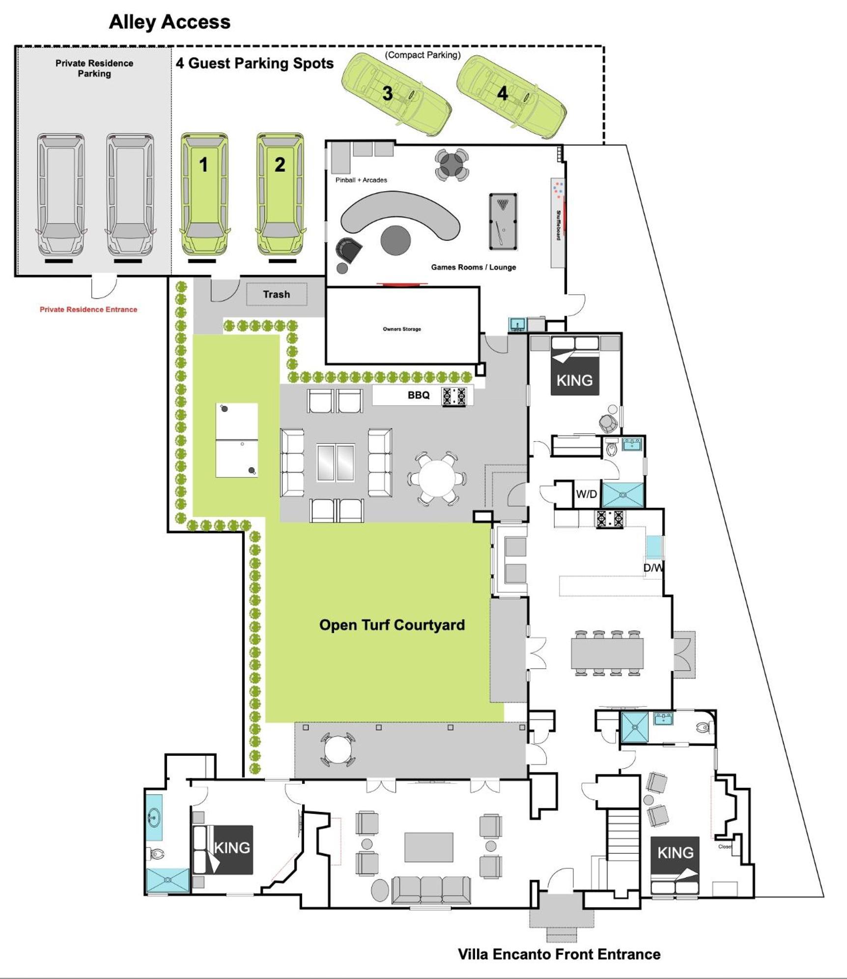 Encanto- Luxe Spanish With 6 King Bedrooms, Courtyard And New Game